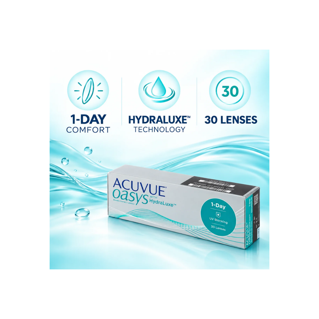 Acuvue Oasys 1-Day with Hydraluxe Clear Contact Lenses- Pack of 30