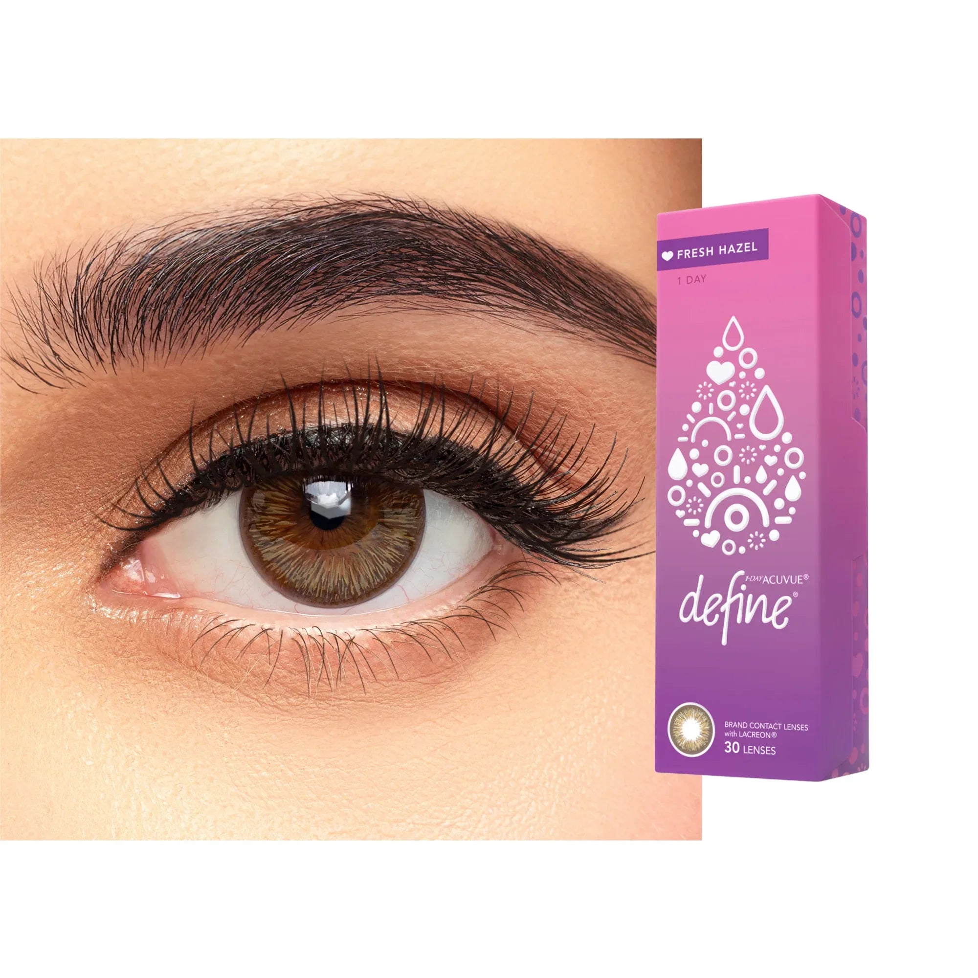 Acuvue 1-Day Define Fresh Color Contact Lenses - Hazel- Pack of 30
