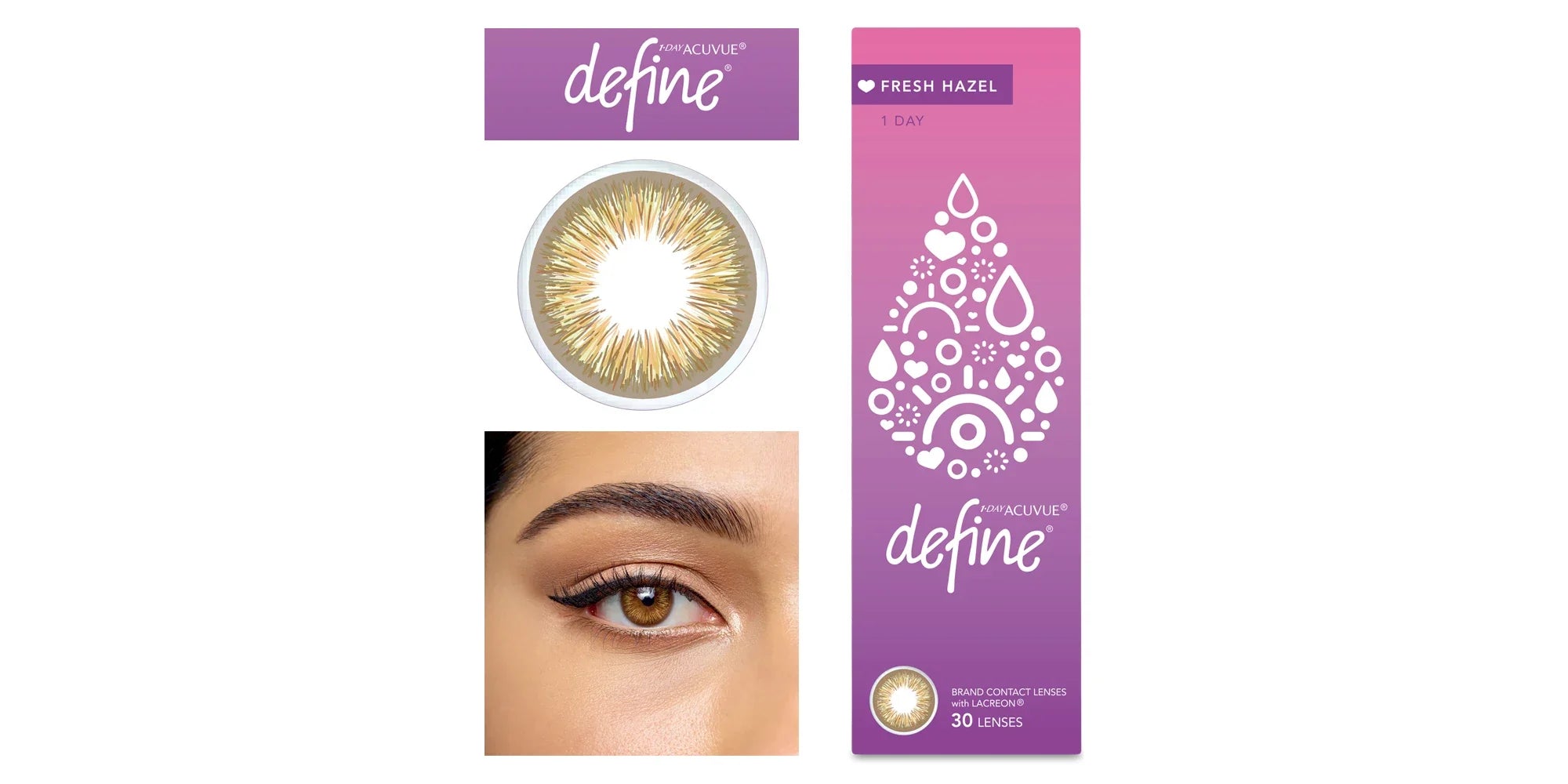 Acuvue 1-Day Define Fresh Color Contact Lenses - Hazel- Pack of 30