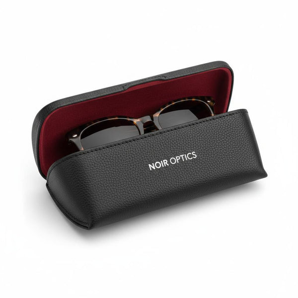 Premium Leather Sunglasses Case Black